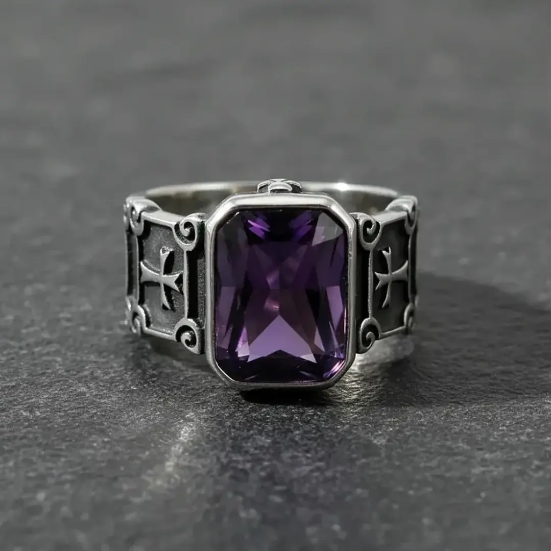 Anillo Purple And Cross, Acero Inoxidable 316L, Unisex 4