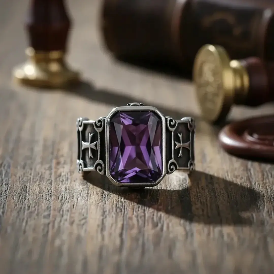 Anillo Purple And Cross, Acero Inoxidable 316L, Unisex 2