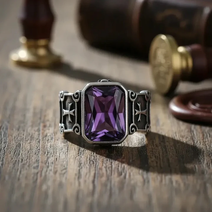 Anillo Purple And Cross, Acero Inoxidable 316L, Unisex 2