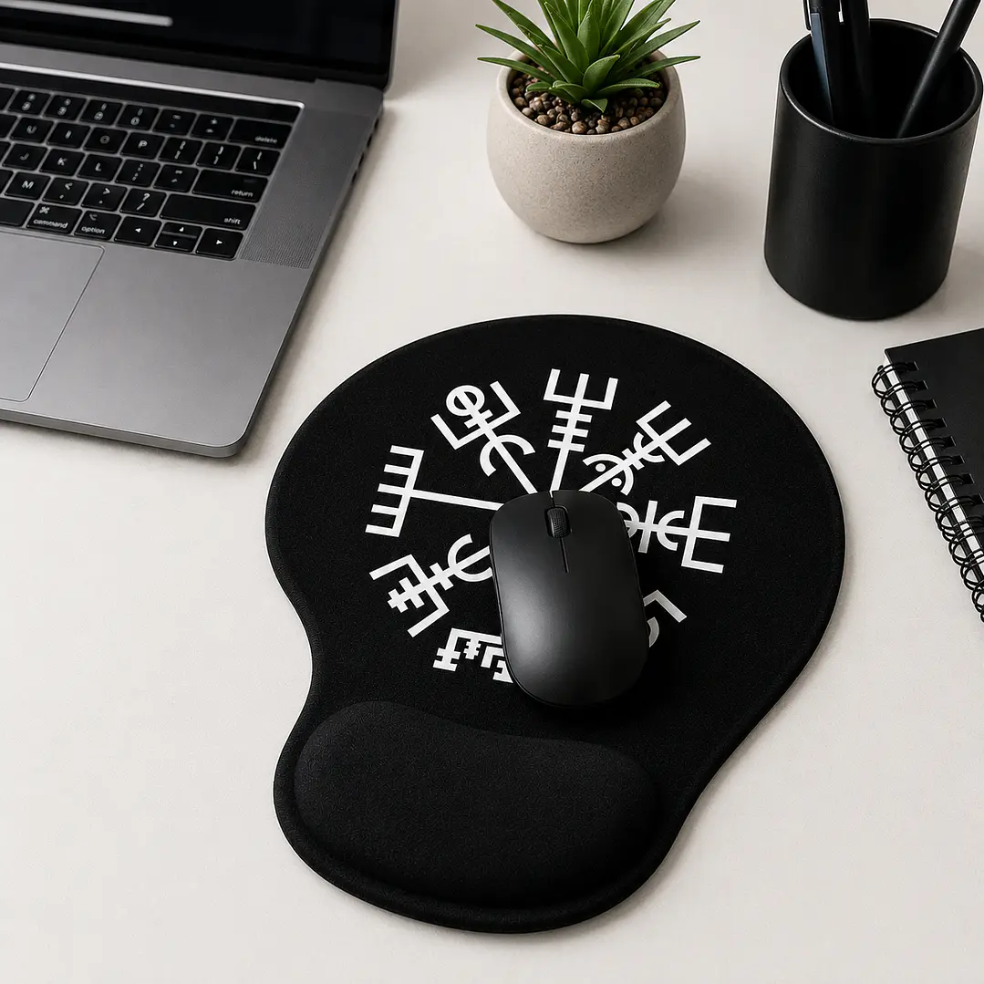 Mouse Pad Vikingo Vegvísir, Ergonómico Con Apoya Muñeca 1