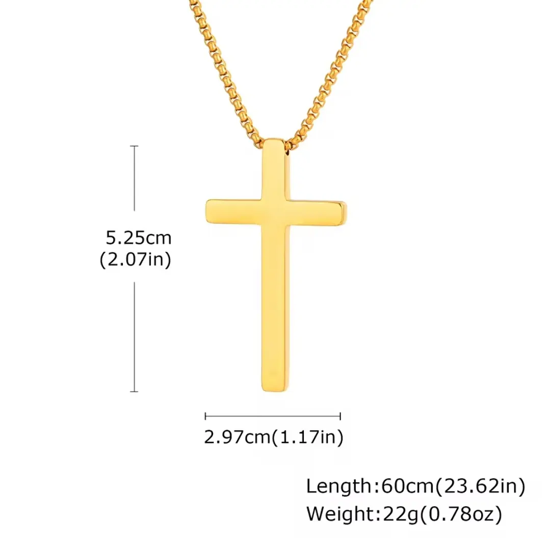 Collar Cruz Gold Royal Classic, Acero Inox. 316L, Hombre 3