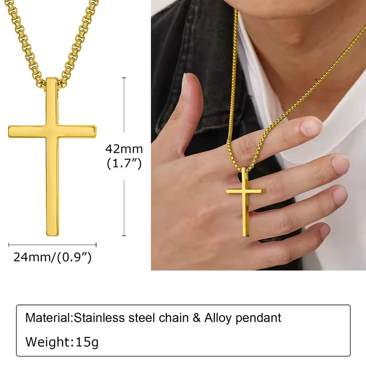 Collar Cruz Gold Royal Classic, Acero Inox. 316L, Hombre 4