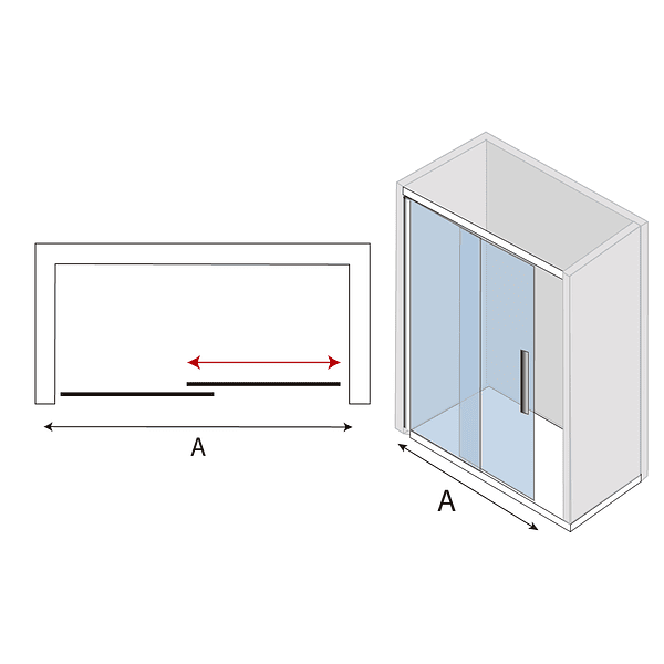 Mampara corredera frontal  PREMIUM Matte Black 160X190 cm 2