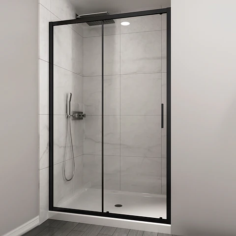 Mampara corredera Frontal 160x190 cm Matte Black Premium