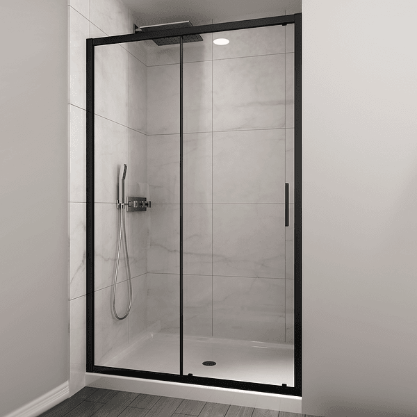 Mampara corredera frontal  PREMIUM Matte Black 160X190 cm 1