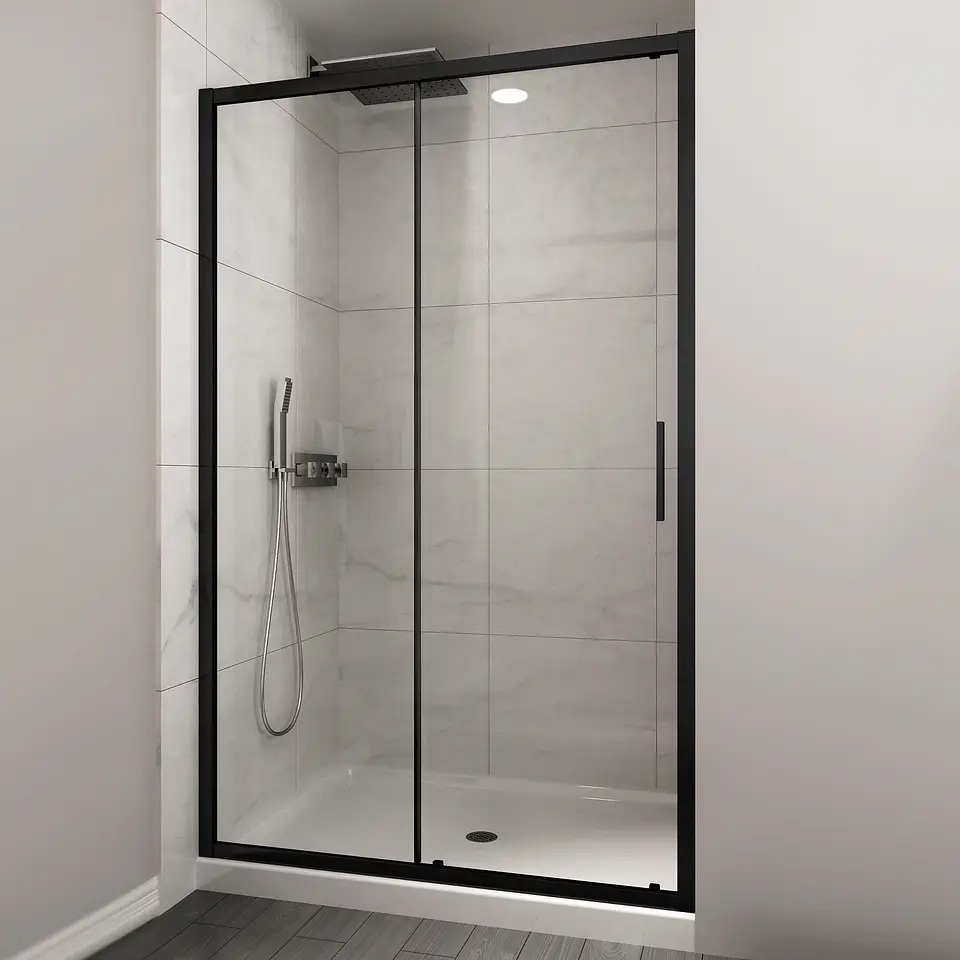 Mampara  corredera frontal PREMIUM Matte Black  140X190 cm 1