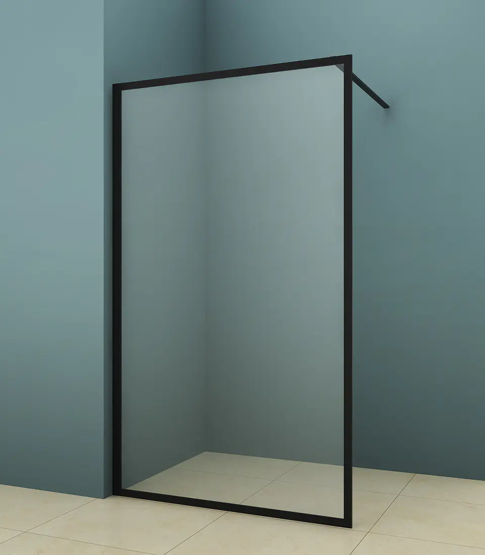 Mampara Premium Fija Matte Black 100 cm 1