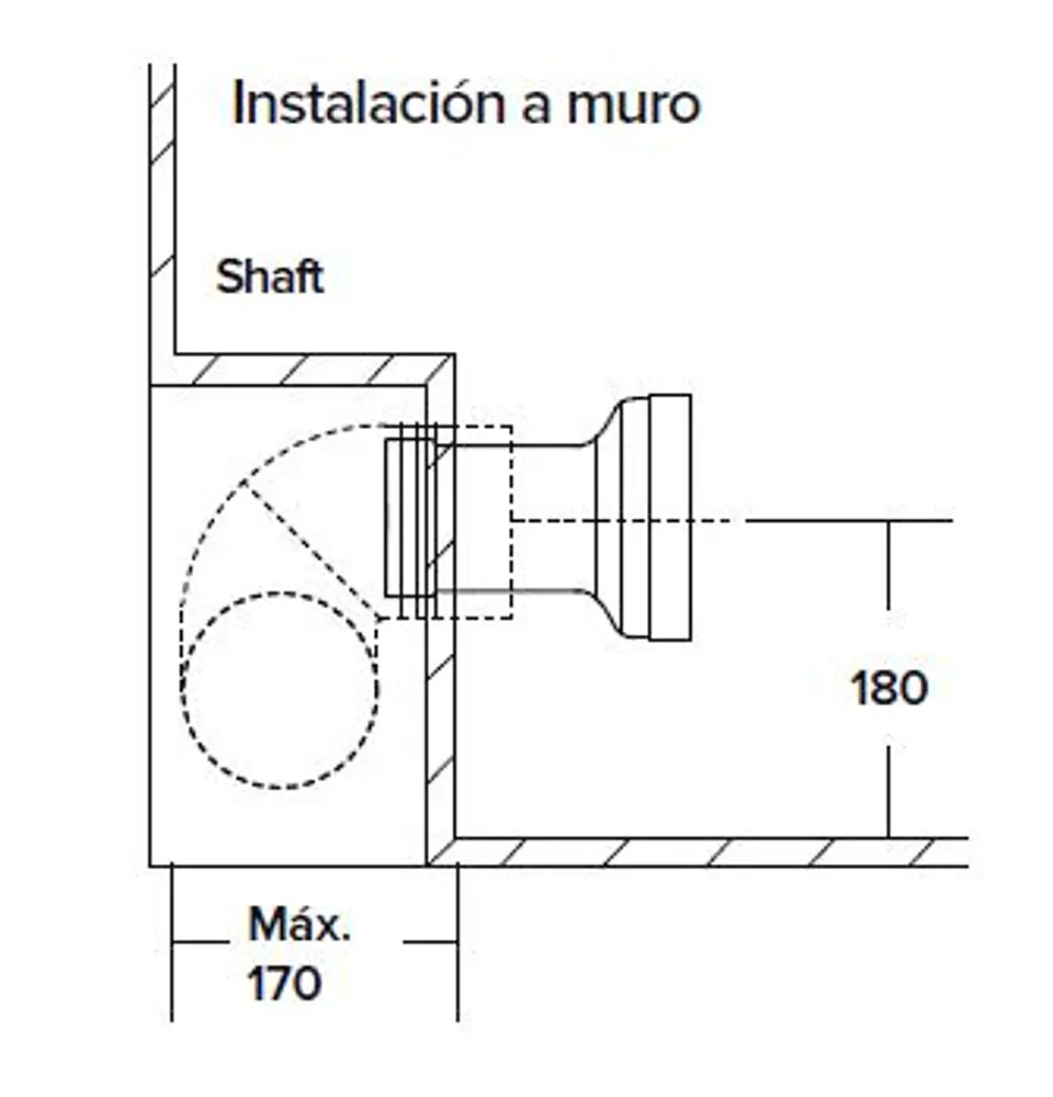 Adaptador sanitario recto a muro 30 cm 4