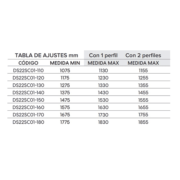 Perfil extensión mampara corredera Premium 3