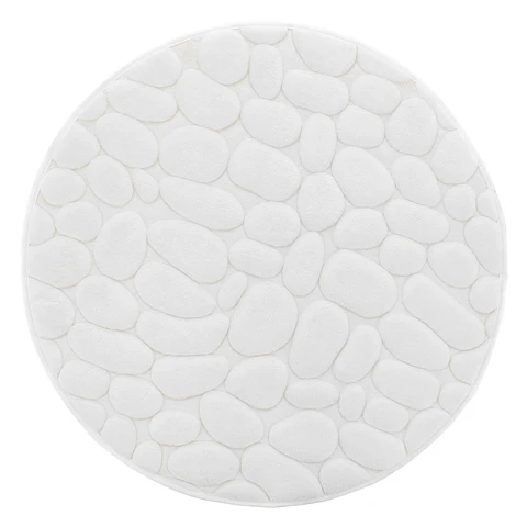 Piso para Baño Piedra 60 cm 12 mm Memory Foam Redondo Blanco 