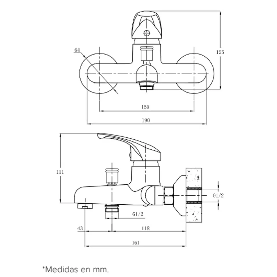 Monomando Tina Ducha ABS Eko 10