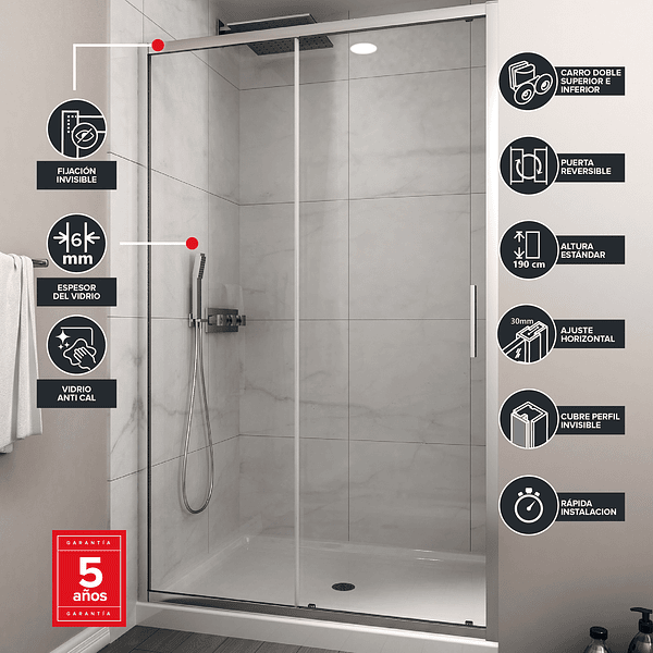 Mampara corredera frontal PREMIUM 160X190 cm 2