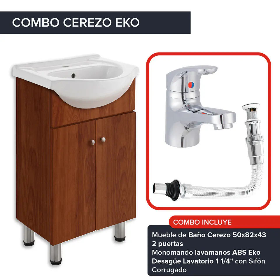 COMBO MUEBLE CEREZO - GRIFERIA Y DESAGUE 1