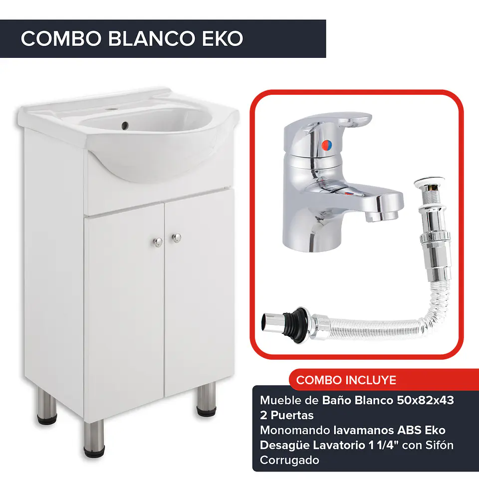 COMBO MUEBLE BLANCO - GRIFERIA Y DESAGUE 1