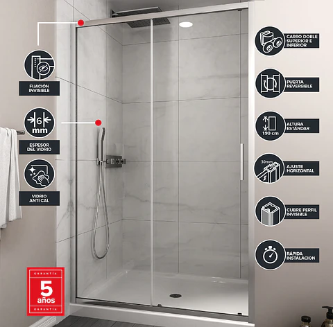 Mampara corredera frontal PREMIUM 120x190 cm