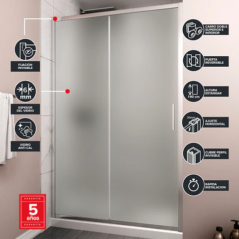 Mampara corredera frontal PREMIUM Frosted 150x190 cm