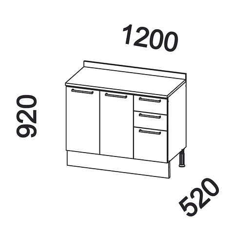 Mueble base con cubierta 120x92x52 cm grafito