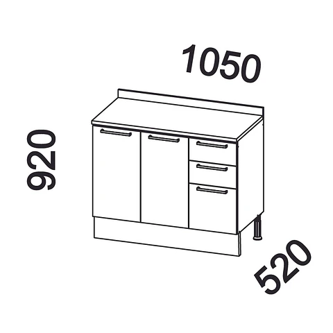 Mueble base con cubierta 105x92x52 cm blanco