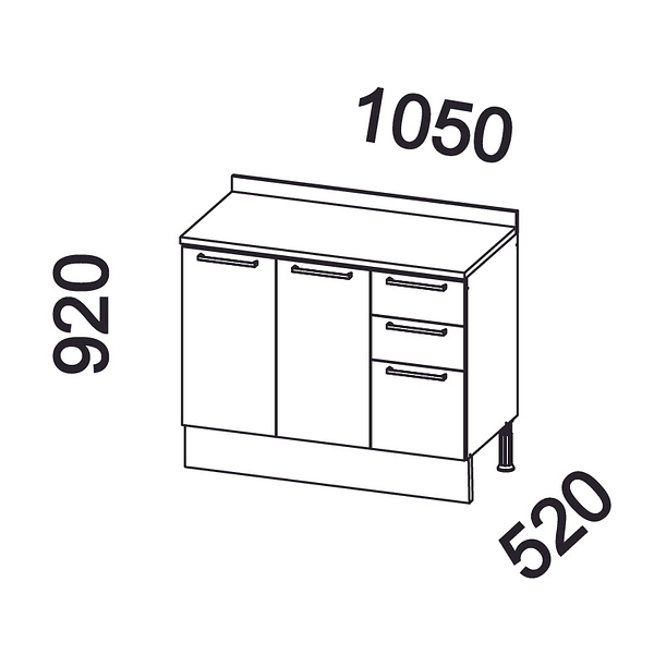 Mueble base con cubierta 105x92x52 cm blanco 2