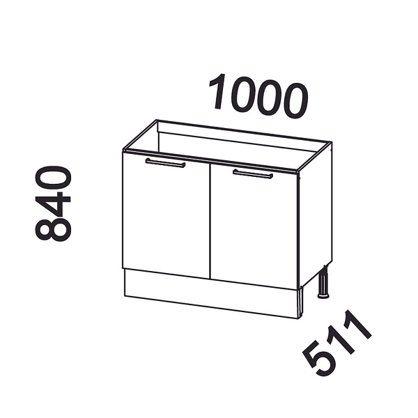 Mueble base sin cubierta 100x84x51 cm blanco 2