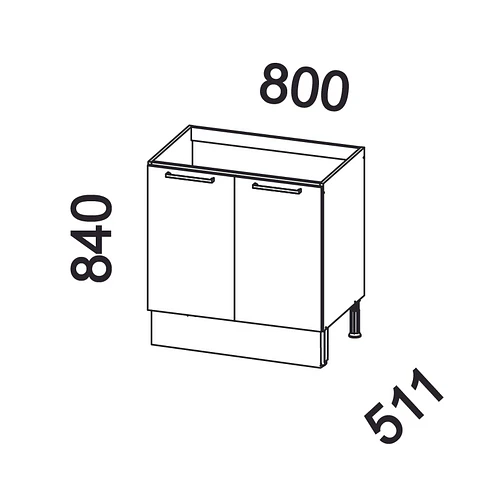 Mueble base sin cubierta 80x84x51 cm blanco
