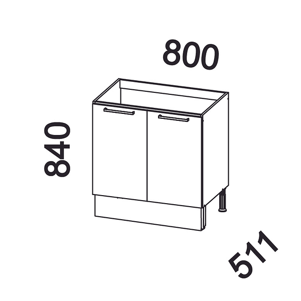 Mueble base sin cubierta 80x84x51 cm blanco 2
