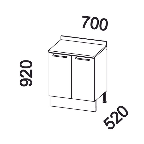 Mueble base con cubierta 70x92x52 cm blanco 2