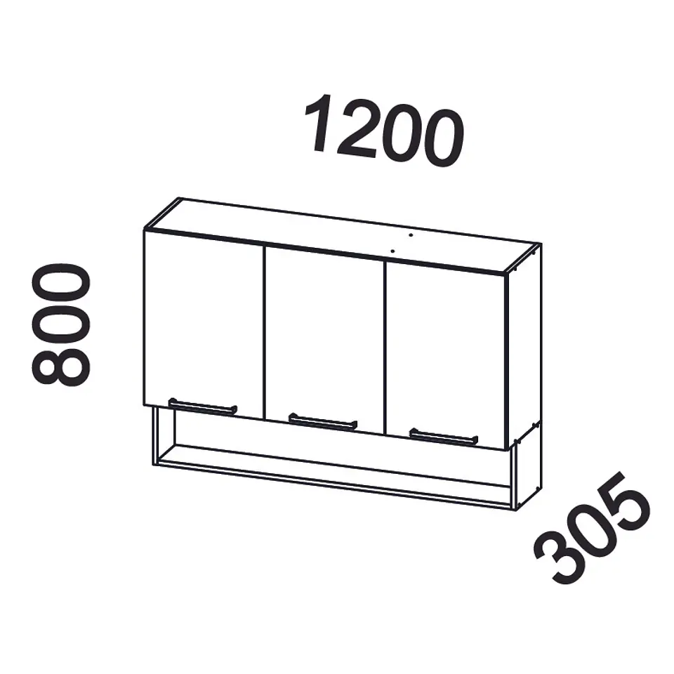 Mueble mural con nicho 120x80x30 cm blanco 2