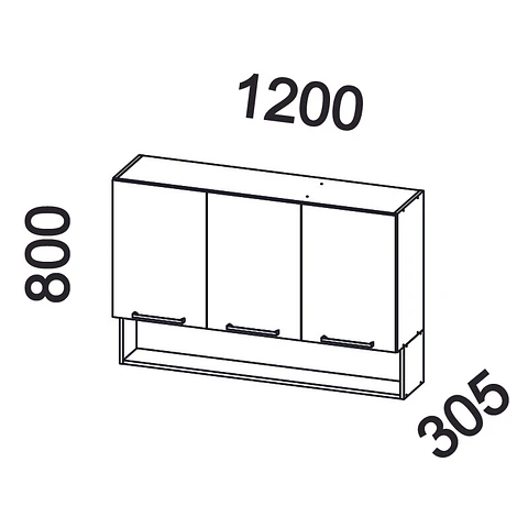 Mueble mural con nicho 120x80x30 cm grafito