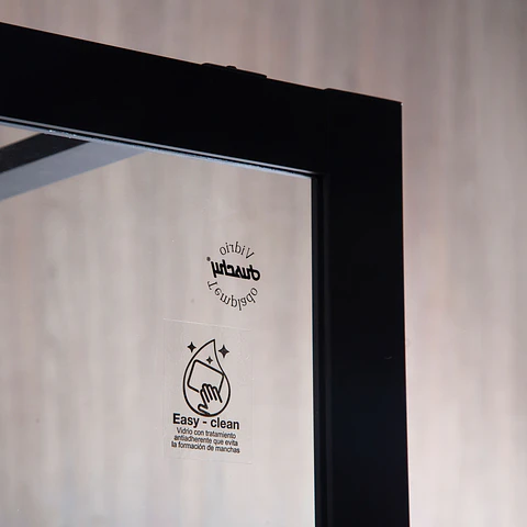 Mampara fija serigrafiada matte black 100 cm