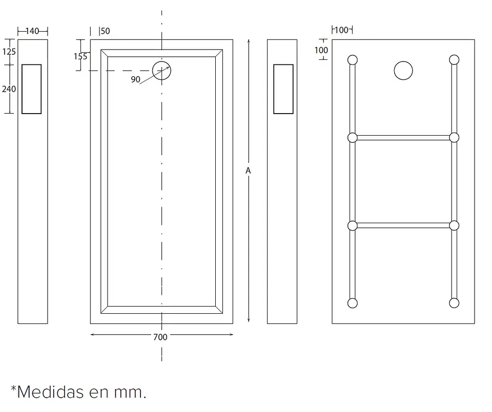 Receptáculo de ducha rectangular 150x70 cm 5