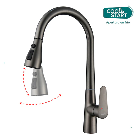 Monomando Cocina Extraible Gun Metal Coolstar