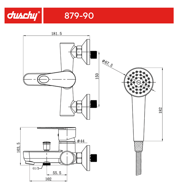 Monomando Tina Ducha Kalmar Matte Black ABS 7