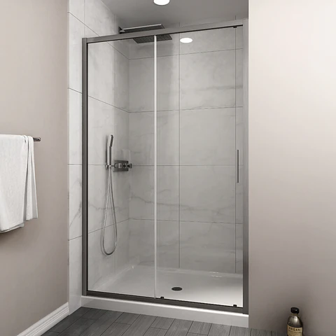 Mampara corredera frontal PREMIUM Gun Metal 140X190 cm