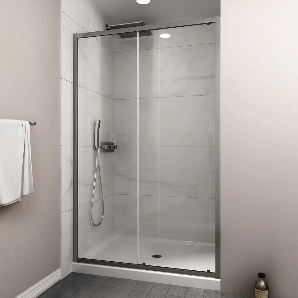 Mampara corredera frontal PREMIUM Gun Metal 160X190 cm 2