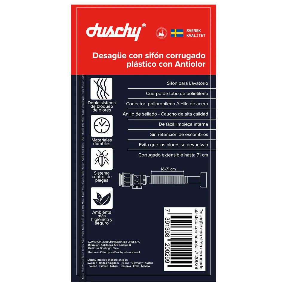 Desagüe con Sifon Corrugado Plastico con Antiolor 4