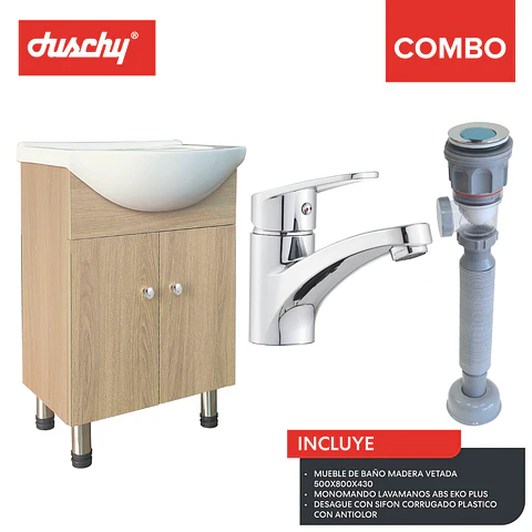 Combo mueble baño madera vetada 500x800x430 eko plus