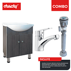 COMBO MUEBLE BAÑO BROWN WOOD 600X830X430 EKO PLUS SIFON PLASTICO 1