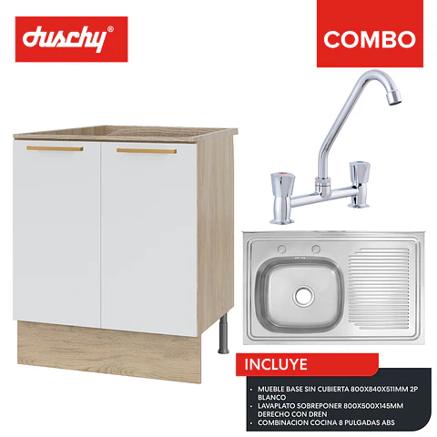 Combo cocina blanco 80 cm derecho