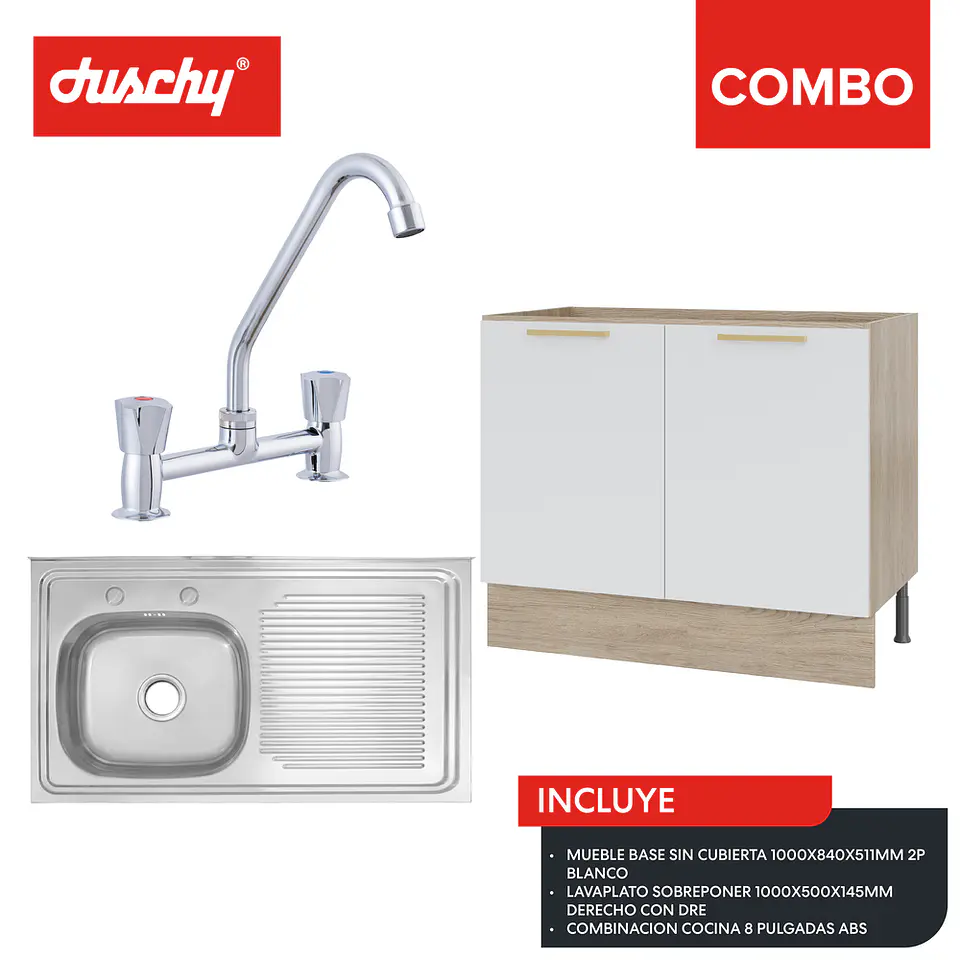 Combo cocina blanco 100 cm derecho 1
