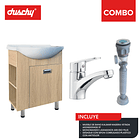 COMBO MUEBLE BAÑO KALMAR MADERA VETADA 600X830X430 1P EKO PLUS SIFON PLASTICO 1