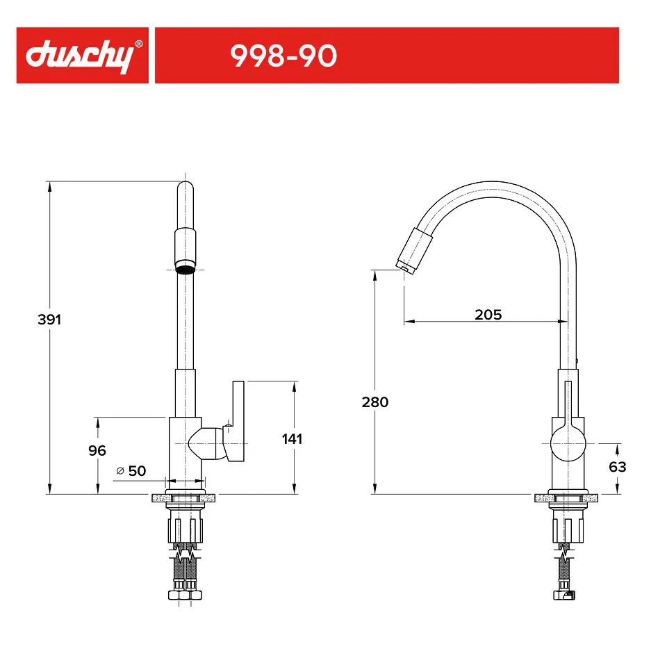 Monomando Cocina Flexible Negro Basic 4