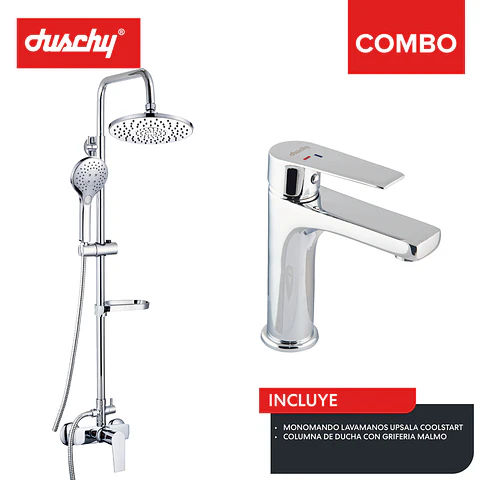 Combo columna Malmo + grifería baño upsala