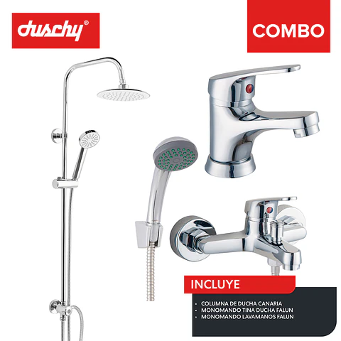 Combo columna Canaria + grifería tina y baño falun