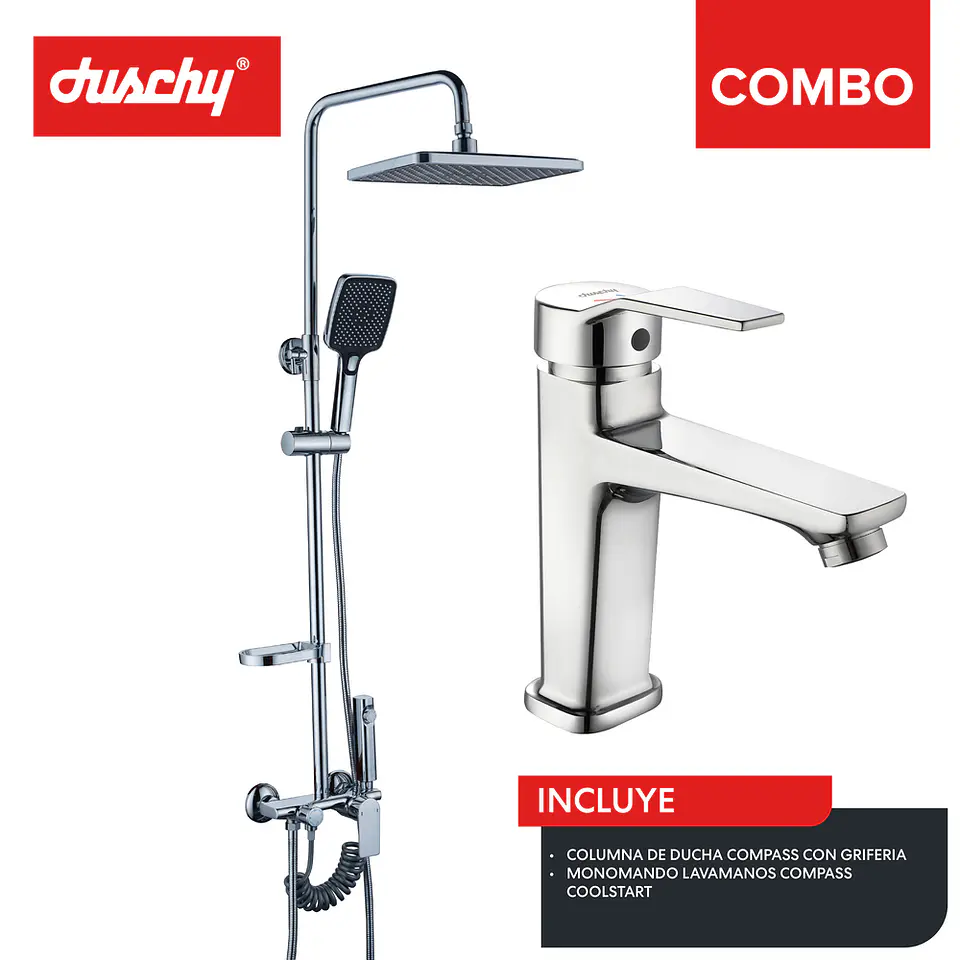 Combo columna Compass + grifería baño compass 1