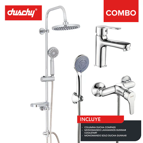 Combo columna Compass + grifería ducha y baño gunnar 