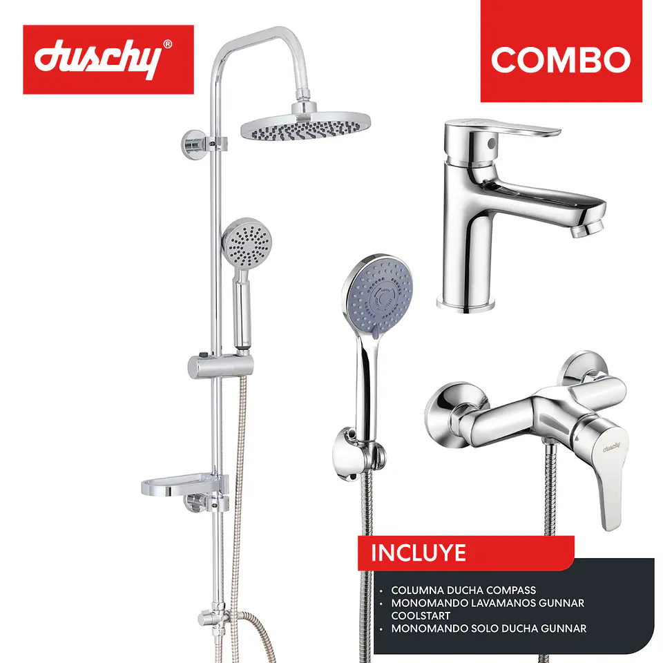 Combo columna Compass + grifería ducha y baño gunnar  1