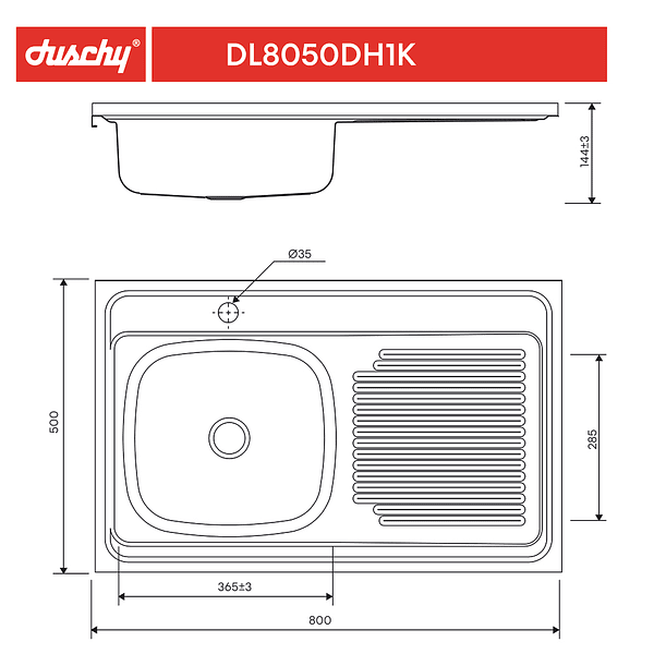 Lavaplato Sobreponer Monomando 800X500 Derecho con rebalse 3