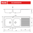 Lavaplato Sobreponer Monomando 1200X500 Derecho con rebalse 3