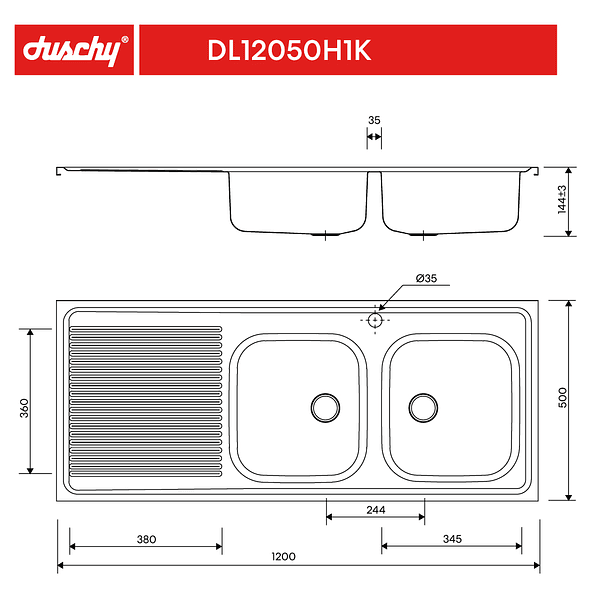 Lavaplato Sobreponer Monomando 1200X500 Izquierdo con rebalse 3